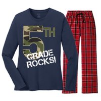 5th Grade Rocks Camo Women's Long Sleeve Flannel Pajama Set 