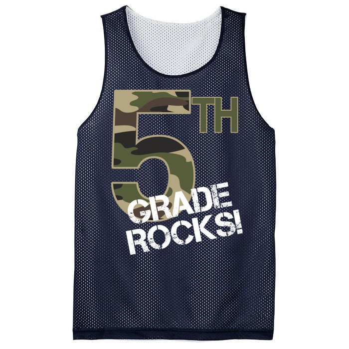 5th Grade Rocks Camo Mesh Reversible Basketball Jersey Tank