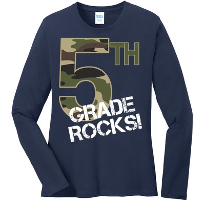 5th Grade Rocks Camo Ladies Long Sleeve Shirt