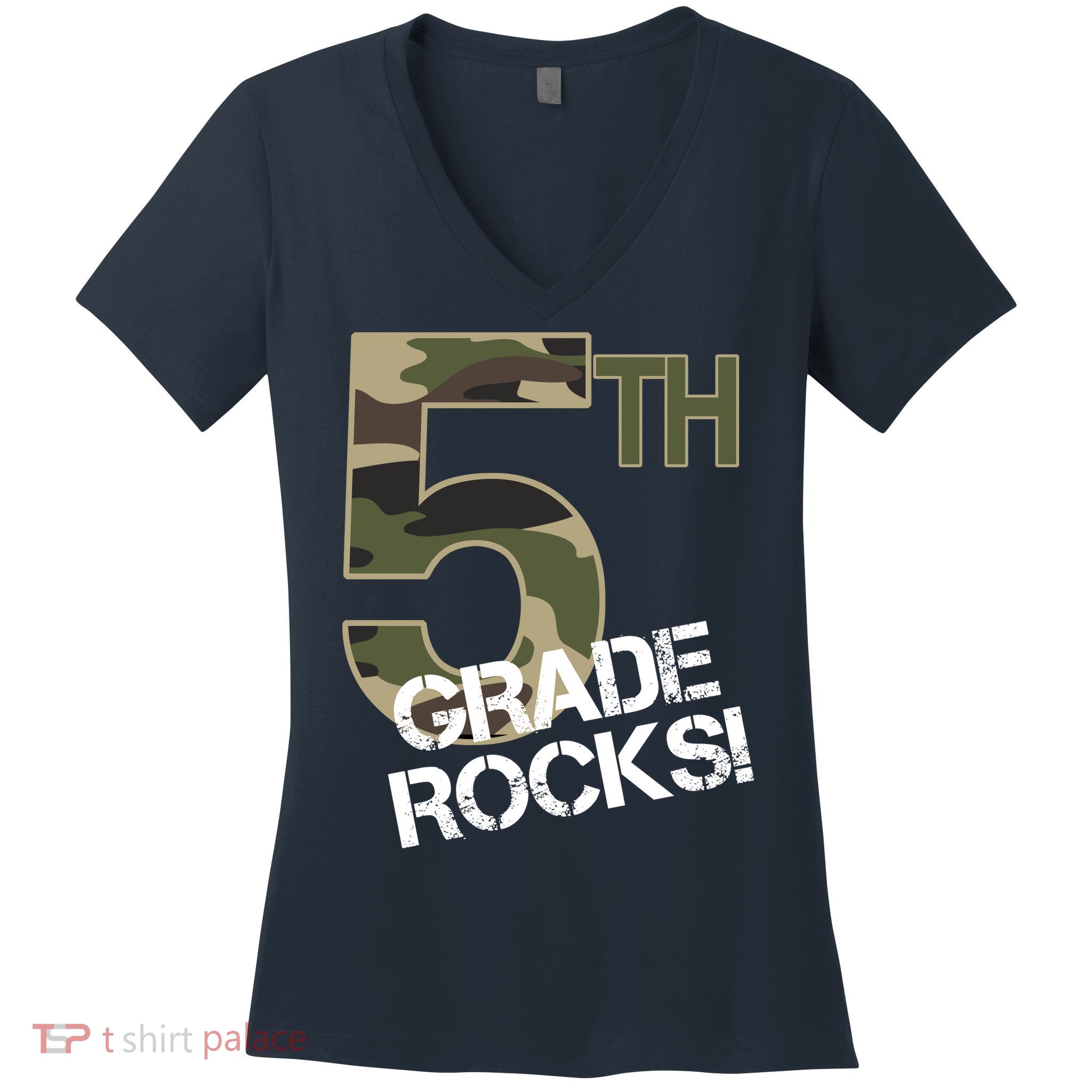 5th Grade Rocks Camo Women's V-Neck T-Shirt