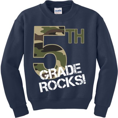 5th Grade Rocks Camo Kids Sweatshirt