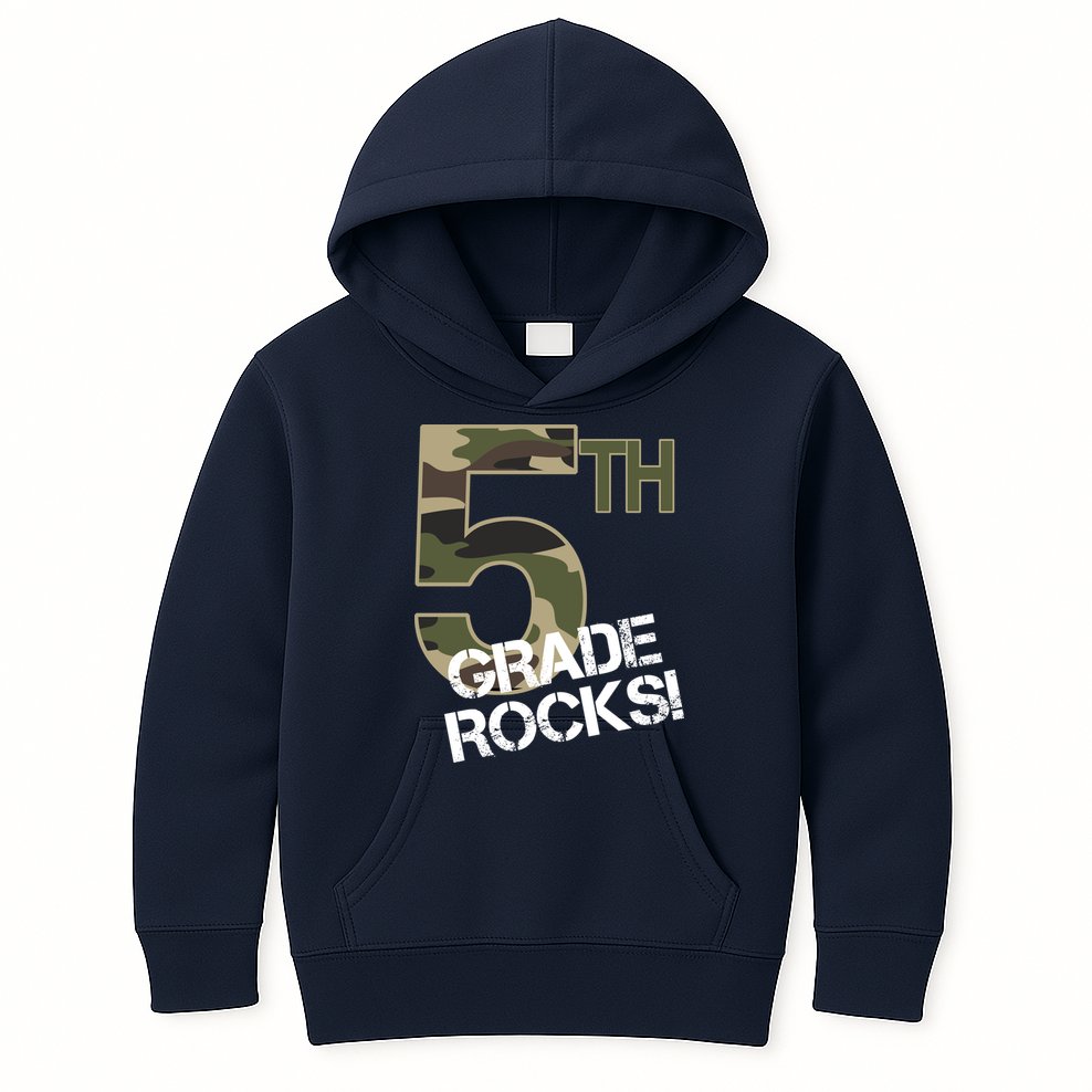5th Grade Rocks Camo Kids Hoodie