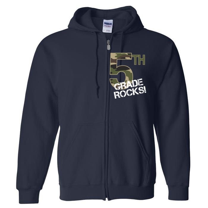 5th Grade Rocks Camo Full Zip Hoodie