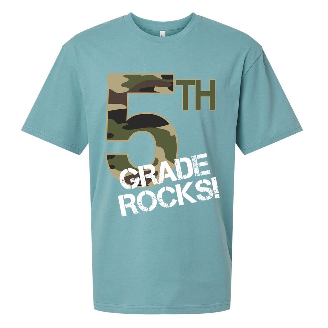 5th Grade Rocks Camo Sueded Cloud Jersey T-Shirt