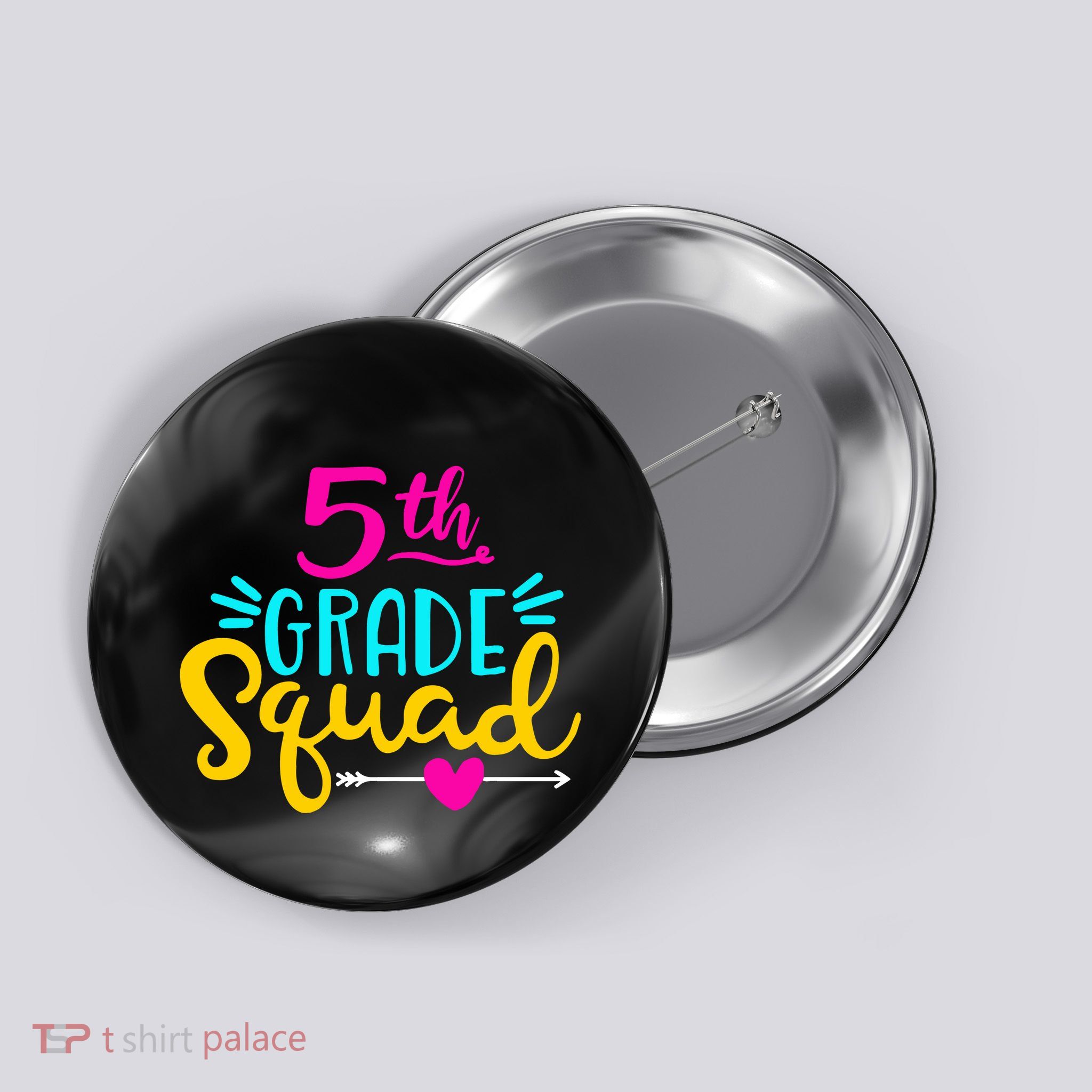5th Grade Squad Team Arrow Heart Button