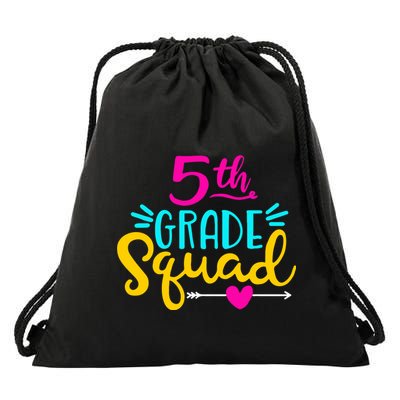 5th Grade Squad Team Arrow Heart Drawstring Bag