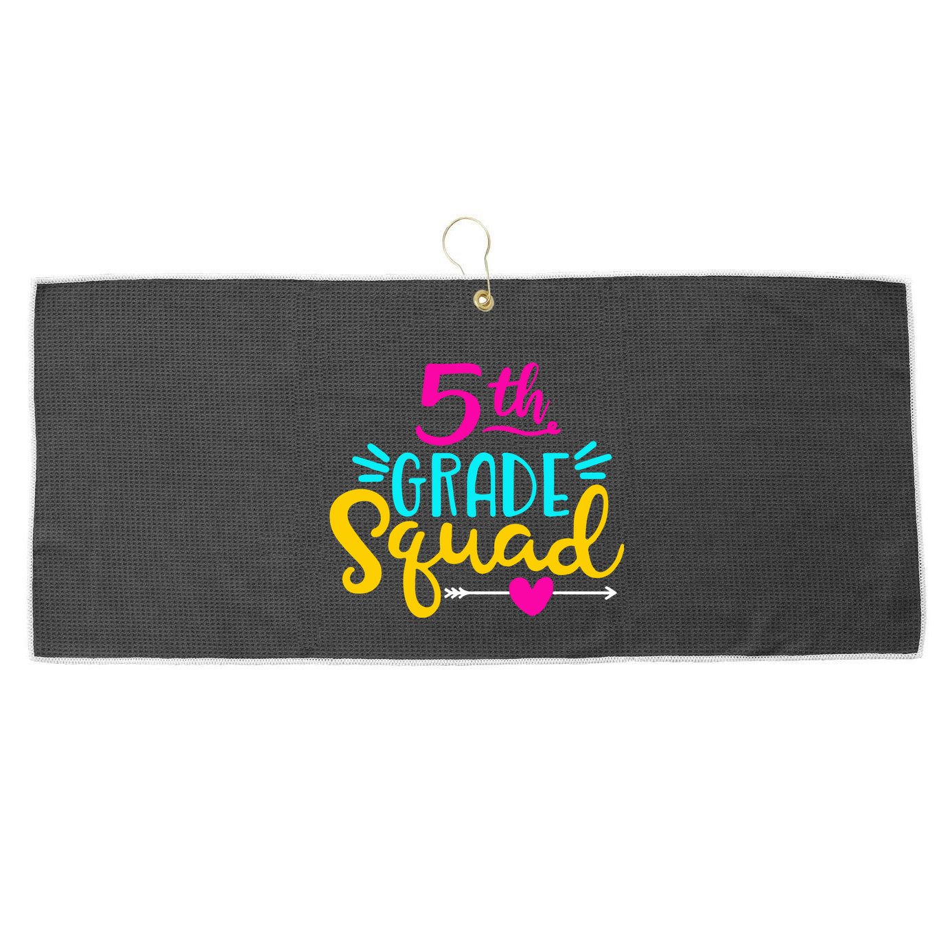 5th Grade Squad Team Arrow Heart Large Microfiber Waffle Golf Towel