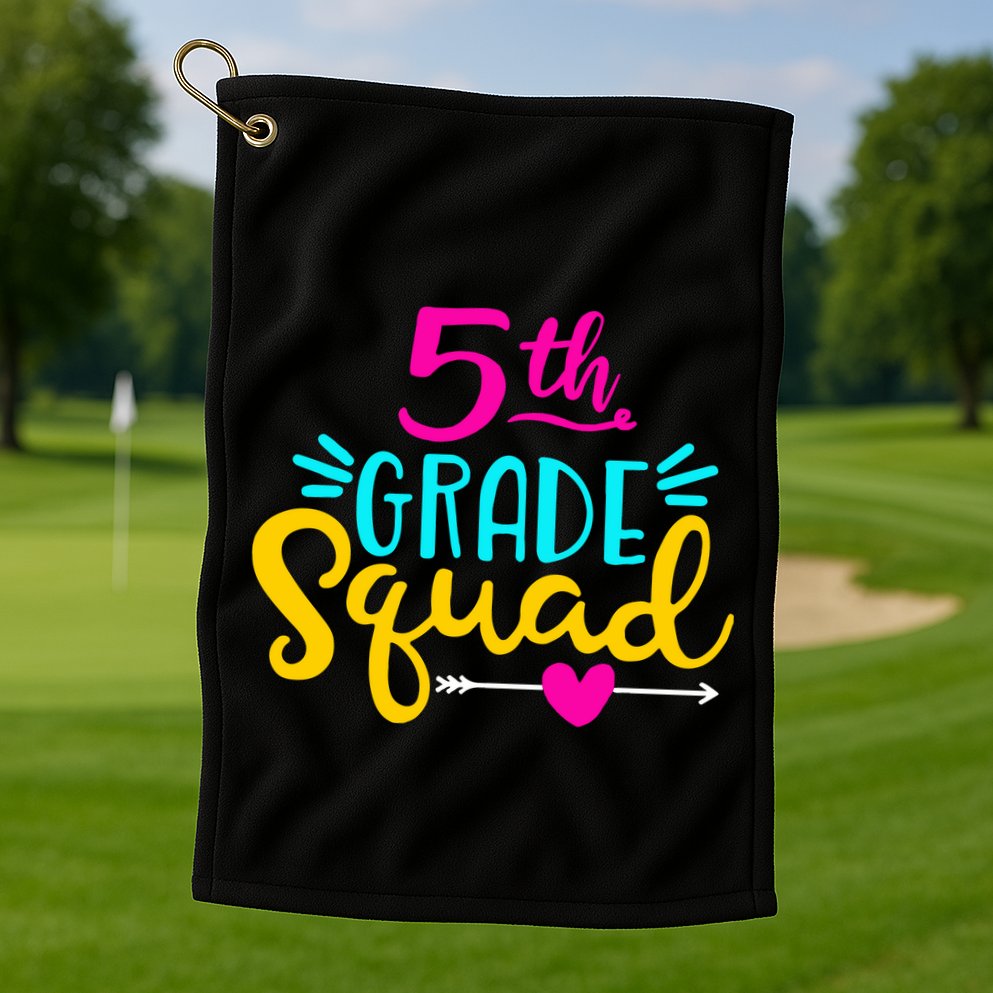 5th Grade Squad Team Arrow Heart Golf Towel