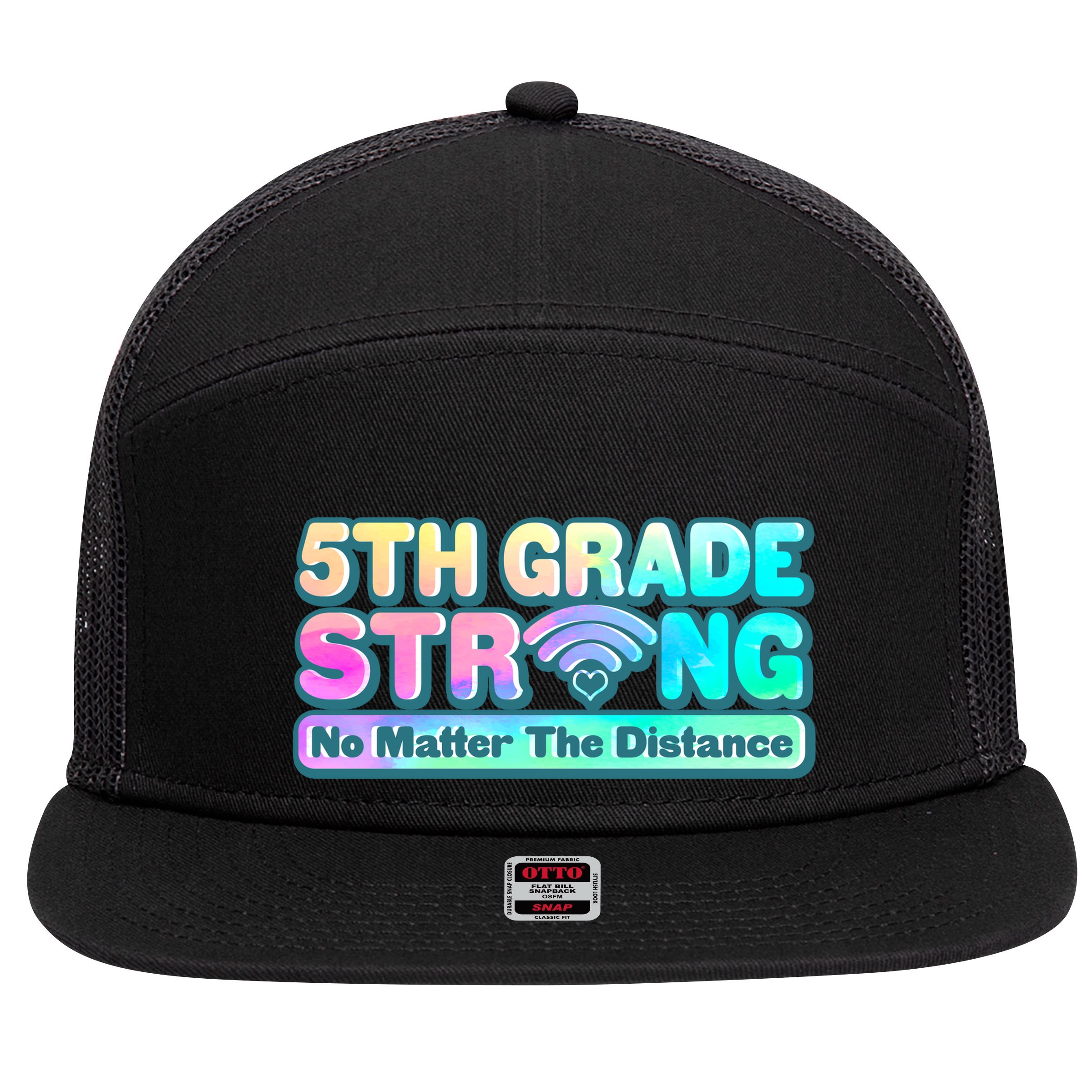 5th Grade Strong No Matter The Distance Distancing Learning 7 Panel Mesh Trucker Snapback Hat