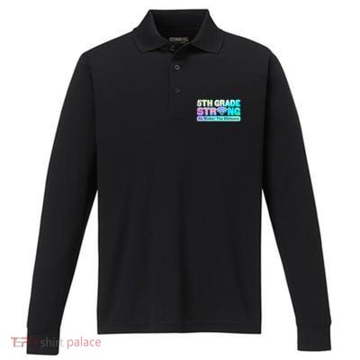 5th Grade Strong No Matter The Distance Distancing Learning Performance Long Sleeve Polo