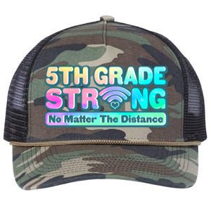 5th Grade Strong No Matter The Distance Distancing Learning Retro Rope Trucker Hat Cap