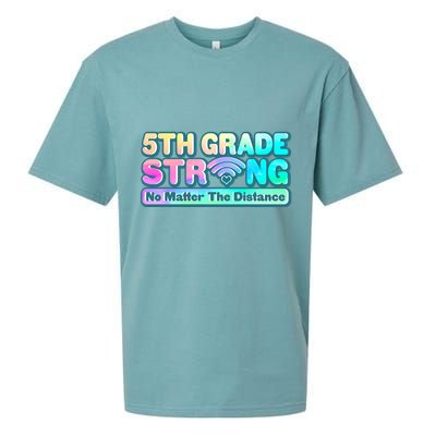5th Grade Strong No Matter The Distance Distancing Learning Sueded Cloud Jersey T-Shirt