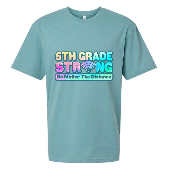 5th Grade Strong No Matter The Distance Distancing Learning Sueded Cloud Jersey T-Shirt