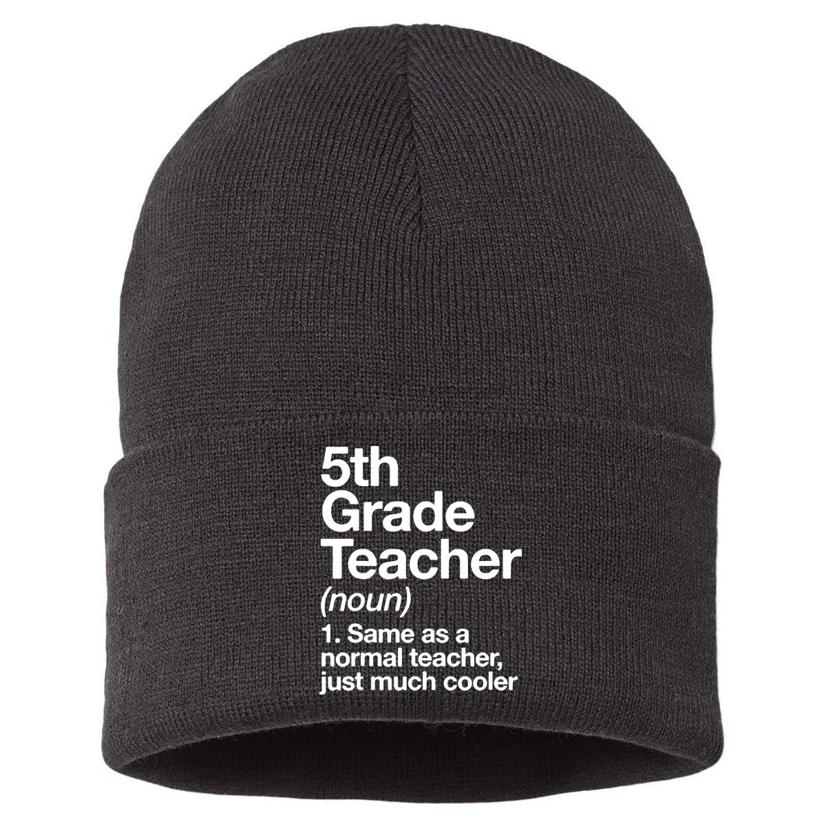 5th Grade Teacher Funny Definition Sustainable Knit Beanie