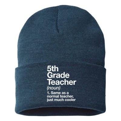 5th Grade Teacher Funny Definition Sustainable Knit Beanie