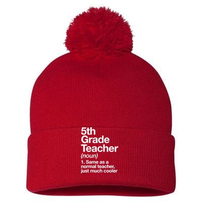 5th Grade Teacher Funny Definition Pom Pom 12in Knit Beanie