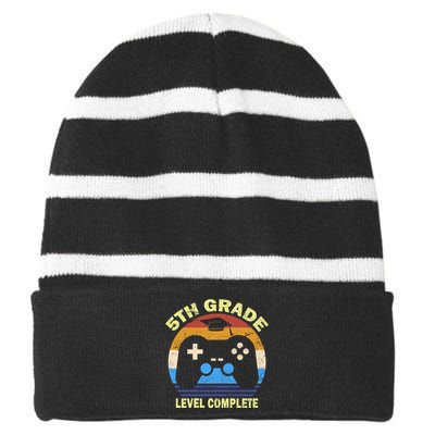 5th Level Complete School Graduation Striped Beanie with Solid Band