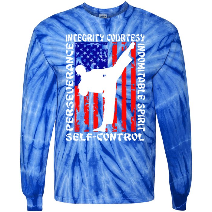 5 Tenets Of Taekwondo Martial Arts Gift Tie-Dye Long Sleeve Shirt