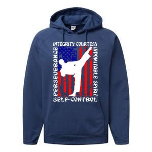 5 Tenets Of Taekwondo Martial Arts Gift Performance Fleece Hoodie