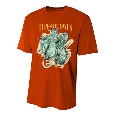 5 Types Of Owls Performance Sprint T-Shirt