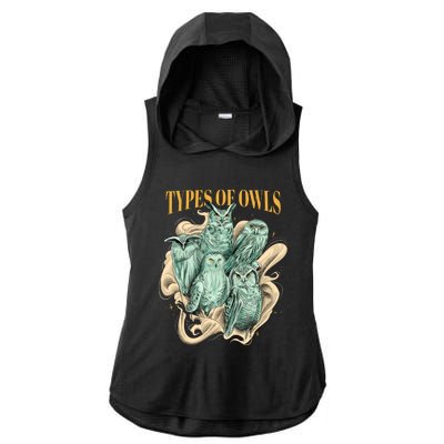 5 Types Of Owls Ladies PosiCharge Tri-Blend Wicking Draft Hoodie Tank