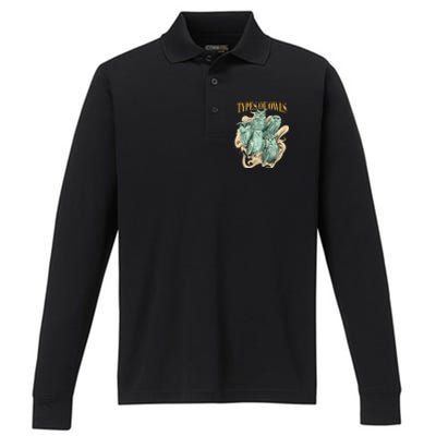 5 Types Of Owls Performance Long Sleeve Polo