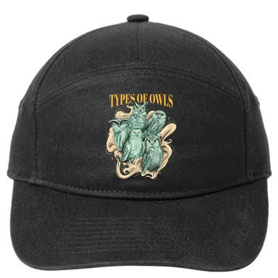 5 Types Of Owls 7-Panel Snapback Hat