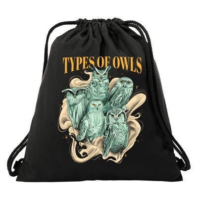5 Types Of Owls Drawstring Bag