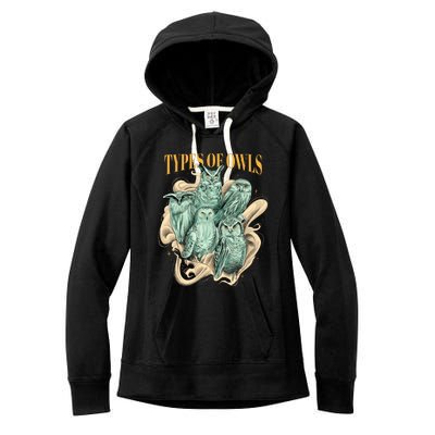 5 Types Of Owls Women's Fleece Hoodie