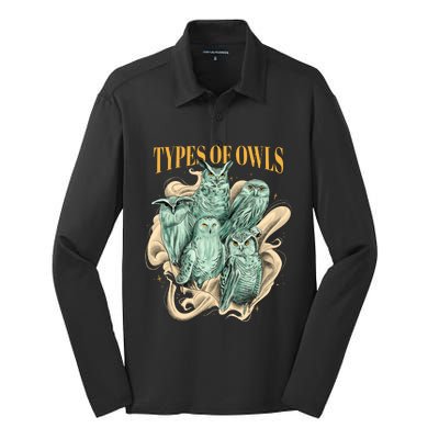 5 Types Of Owls Silk Touch Performance Long Sleeve Polo