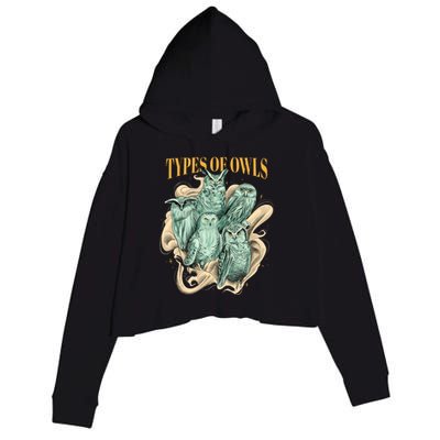 5 Types Of Owls Crop Fleece Hoodie