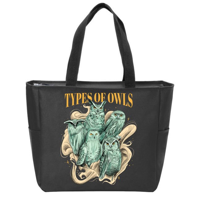 5 Types Of Owls Zip Tote Bag