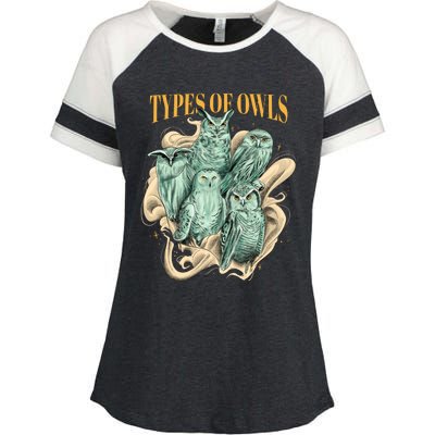 5 Types Of Owls Enza Ladies Jersey Colorblock Tee