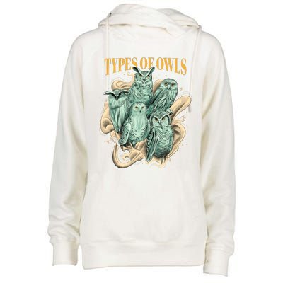 5 Types Of Owls Womens Funnel Neck Pullover Hood