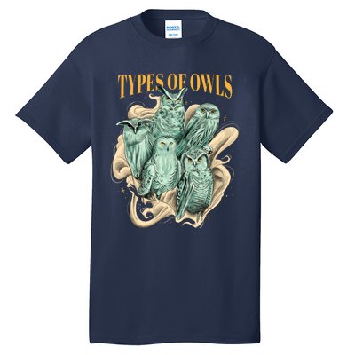 5 Types Of Owls Tall T-Shirt