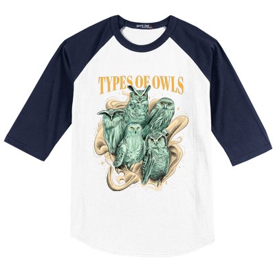 5 Types Of Owls Baseball Sleeve Shirt