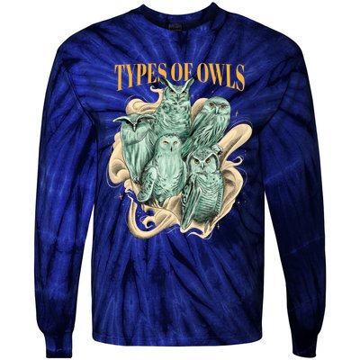 5 Types Of Owls Tie-Dye Long Sleeve Shirt