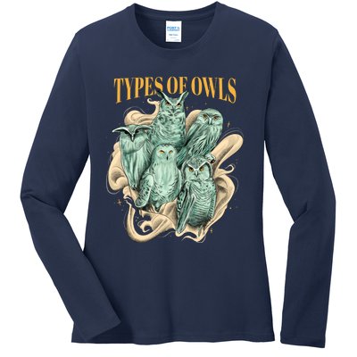 5 Types Of Owls Ladies Long Sleeve Shirt