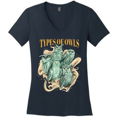 5 Types Of Owls Women's V-Neck T-Shirt