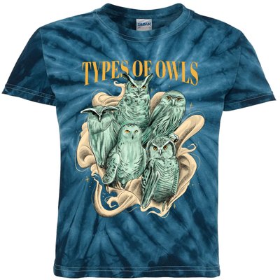 5 Types Of Owls Kids Tie-Dye T-Shirt