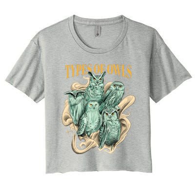 5 Types Of Owls Women's Crop Top Tee