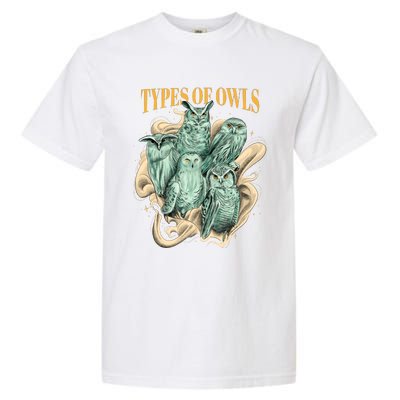 5 Types Of Owls Garment-Dyed Heavyweight T-Shirt