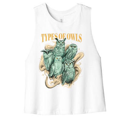 5 Types Of Owls Women's Racerback Cropped Tank