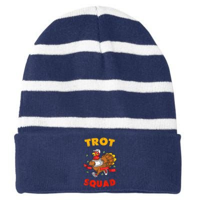 5k Thanksgiving Running Trot Squad Marathon Turkey Costume Striped Beanie with Solid Band