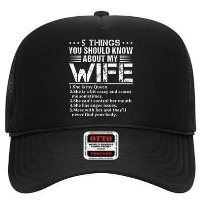 5 Things You Should Know About My Wife Husband High Crown Mesh Back Trucker Hat