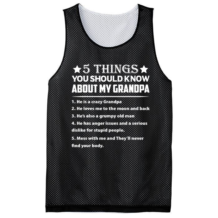 5 Things You Know About My Grandpa He Is My Grandpa Shirt Mesh Reversible Basketball Jersey Tank