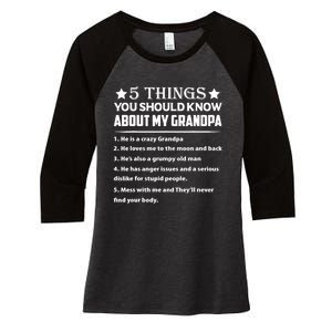 5 Things You Know About My Grandpa He Is My Grandpa Shirt Women's Tri-Blend 3/4-Sleeve Raglan Shirt