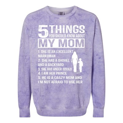 5 Things You Should Know About My Mom Funny Gift Colorblast Crewneck Sweatshirt