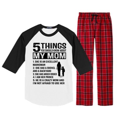 5 Things You Should Know About My Mom Funny Gift Raglan Sleeve Pajama Set