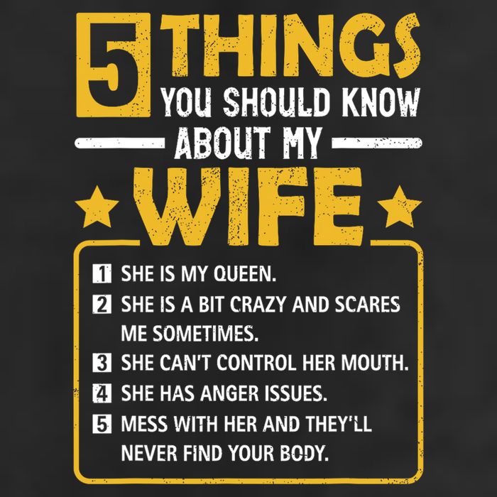 5 Things You Should Know About My Wife Funny Mommy 7 Panel Mesh Trucker Snapback Hat